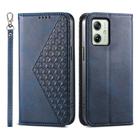 For Motorola Moto G54 Cubic Grid Calf Texture Magnetic Leather Phone Case(Blue) - 1