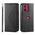 For Motorola Moto G84 Cubic Grid Calf Texture Magnetic Leather Phone Case(Black) - 1