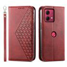 For Motorola Moto G84 Cubic Grid Calf Texture Magnetic Leather Phone Case(Red) - 1