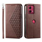 For Motorola Moto G84 Cubic Grid Calf Texture Magnetic Leather Phone Case(Brown) - 1