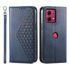 For Motorola Moto G84 Cubic Grid Calf Texture Magnetic Leather Phone Case(Blue) - 1