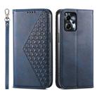 For Motorola Moto G24 Cubic Grid Calf Texture Magnetic Leather Phone Case(Blue) - 1