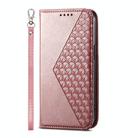 For Motorola Moto G34 Cubic Grid Calf Texture Magnetic Leather Phone Case(Rose Gold) - 2