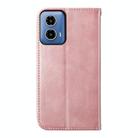 For Motorola Moto G34 Cubic Grid Calf Texture Magnetic Leather Phone Case(Rose Gold) - 3