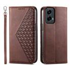 For Motorola Moto G Stylus 5G 2024 Cubic Grid Calf Texture Magnetic Leather Phone Case(Brown) - 1