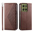 For Motorola Moto G15 Cubic Grid Calf Texture Magnetic Leather Phone Case(Brown) - 1