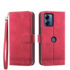 For Motorola Moto G14 Dierfeng Dream Line TPU + PU Leather Phone Case(Red) - 1