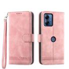 For Motorola Moto G14 Dierfeng Dream Line TPU + PU Leather Phone Case(Pink) - 1