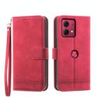 For Motorola Moto G84 Dierfeng Dream Line TPU + PU Leather Phone Case(Red) - 1
