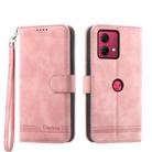 For Motorola Moto G84 Dierfeng Dream Line TPU + PU Leather Phone Case(Pink) - 1