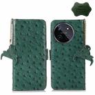 For Realme 11 4G Global Ostrich Pattern Genuine Leather RFID Phone Case(Green) - 1