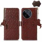 For Realme 11 4G Global Ostrich Pattern Genuine Leather RFID Phone Case(Coffee) - 1