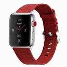 For Apple Watch Series 7 45mm / 6 & SE & 5 & 4 44mm / 3 & 2 & 1 42mm D Style Canvas Wrist Strap Watch Band(Red) - 1