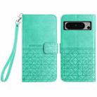 For Google Pixel 8 Pro Rhombic Texture Leather Phone Case with Lanyard(Green) - 1