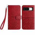 For Google Pixel 8 Rhombic Texture Leather Phone Case with Lanyard(Red) - 1