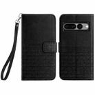 For Google Pixel 7 Pro Rhombic Texture Leather Phone Case with Lanyard(Black) - 1