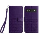 For Google Pixel 6a Rhombic Texture Leather Phone Case with Lanyard(Purple) - 1