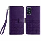 For OPPO A16 Rhombic Texture Leather Phone Case with Lanyard(Purple) - 1