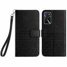 For OPPO A16 Rhombic Texture Leather Phone Case with Lanyard(Black) - 1