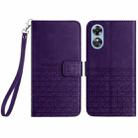 For OPPO A17 Rhombic Texture Leather Phone Case with Lanyard(Purple) - 1