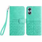 For OPPO A17 Rhombic Texture Leather Phone Case with Lanyard(Green) - 1