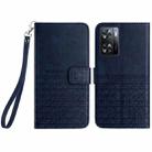 For OPPO A57 4G 2022 Rhombic Texture Leather Phone Case with Lanyard(Blue) - 1