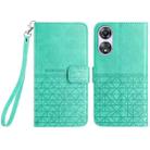 For OPPO A58 / A78 Rhombic Texture Leather Phone Case with Lanyard(Green) - 1