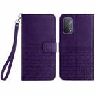 For OPPO A93 5G Rhombic Texture Leather Phone Case with Lanyard(Purple) - 1