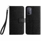 For OPPO A93 5G Rhombic Texture Leather Phone Case with Lanyard(Black) - 1