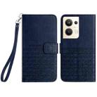 For OPPO Reno9 Pro+ Rhombic Texture Leather Phone Case with Lanyard(Blue) - 1