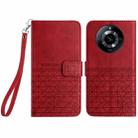 For Realme 11 Rhombic Texture Leather Phone Case with Lanyard(Red) - 1