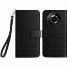 For Realme 11 Rhombic Texture Leather Phone Case with Lanyard(Black) - 1