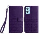 For Realme 9i / OPPO A36 Rhombic Texture Leather Phone Case with Lanyard(Purple) - 1