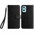 For Realme 9i / OPPO A36 Rhombic Texture Leather Phone Case with Lanyard(Black) - 1