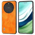 For Huawei Mate 60 Pro ABEEL Dual Color Lichi Texture PU Phone Case(Orange) - 1