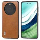 For Huawei Mate 60 Pro ABEEL Two-color Calf Texture PU Phone Case(Brown) - 1