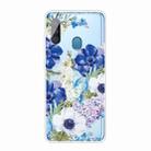 For Samsung Galaxy A11 Shockproof Painted TPU Protective Case(Blue White Roses) - 1