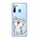 For Samsung Galaxy A21 Shockproof Painted TPU Protective Case(Laughing Cat) - 1