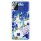 For Samsung Galaxy A21s Shockproof Painted TPU Protective Case(Blue White Roses) - 1
