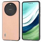 For Huawei Mate 60 Pro ABEEL Genuine Leather + PC Litchi Texture Phone Case(Pink Gold) - 1