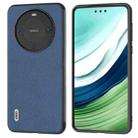 For Huawei Mate 60 Pro ABEEL Genuine Leather + PC Litchi Texture Phone Case(Blue) - 1