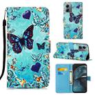 For Motorola Moto G14 Colored Drawing Pattern Plain Weave Leather Phone Case(Caring Butterfly) - 1