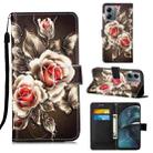 For Motorola Moto G14 Colored Drawing Pattern Plain Weave Leather Phone Case(Roses On Black) - 1