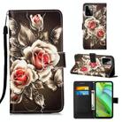 For Motorola Moto G Power 2023 Colored Drawing Pattern Plain Weave Leather Phone Case(Roses On Black) - 1