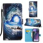 For Motorola Moto G Stylus 5G 2023 Colored Drawing Pattern Plain Weave Leather Phone Case(Waves And Sun) - 1