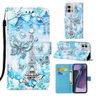 For Motorola Moto G Stylus 5G 2023 Colored Drawing Pattern Plain Weave Leather Phone Case(Tower Butterfly) - 1