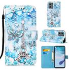 For Motorola Moto G 5G 2023 Colored Drawing Pattern Plain Weave Leather Phone Case(Tower Butterfly) - 1