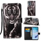 For Motorola Moto G 5G 2023 Colored Drawing Pattern Plain Weave Leather Phone Case(Black And White Tiger) - 1