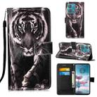 For Motorola Edge 40 Neo Colored Drawing Pattern Plain Weave Leather Phone Case(Black And White Tiger) - 1