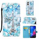 For Motorola Moto G Play 4G 2024 Colored Drawing Pattern Plain Weave Leather Phone Case(Tower Butterfly) - 1